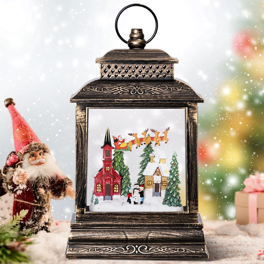 Amazon.co.jp: GOOSH クリスマス スノードーム ランタン 水 キラキラ